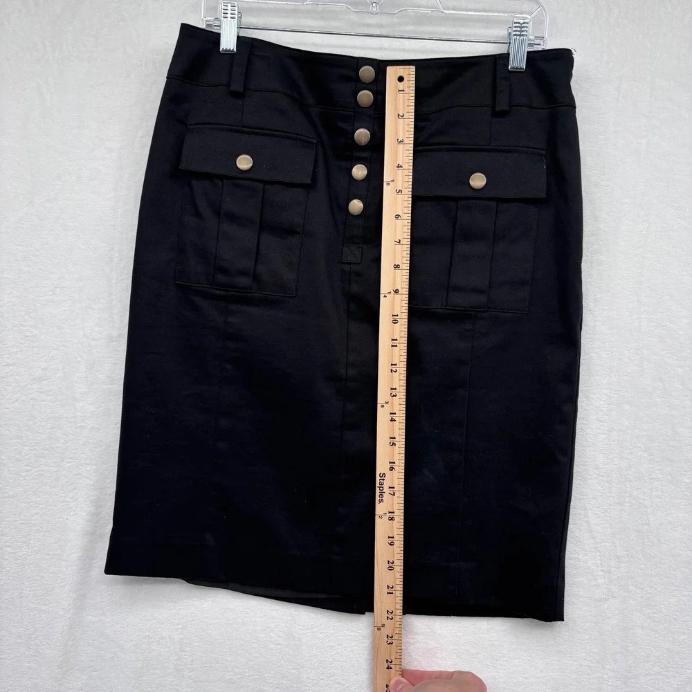 Dana Buchman Womens Pencil Skirt Black 10 Sailor Pockets Corpcore Business Basic - Picture 5 of 6